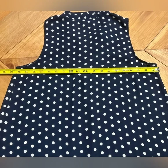 7th Avenue Dark Blue and White Polka Dot Blouse - Picture 7 of 12